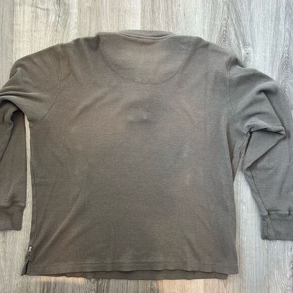 Alpine Design Mens XL Olive Green Long Sleeve Waffle Knit Henley Shirt Button - Picture 4 of 4